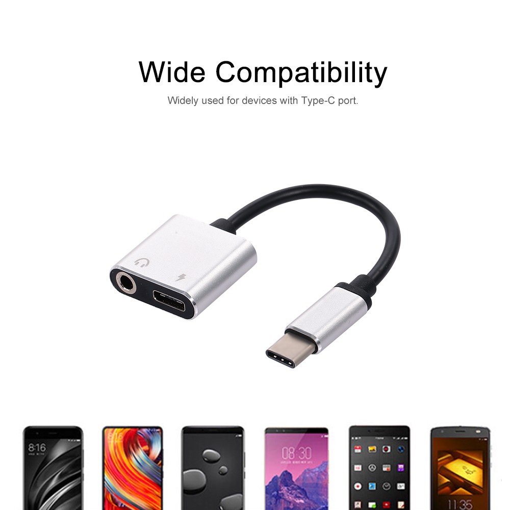 Type C to 3.Aux Cable A5mm Jack Earphone Charging Cable USB C Audio Adapter Earphone Charge Converter Replacement for Huawei Xiaomi Samsung(Black) MDZ