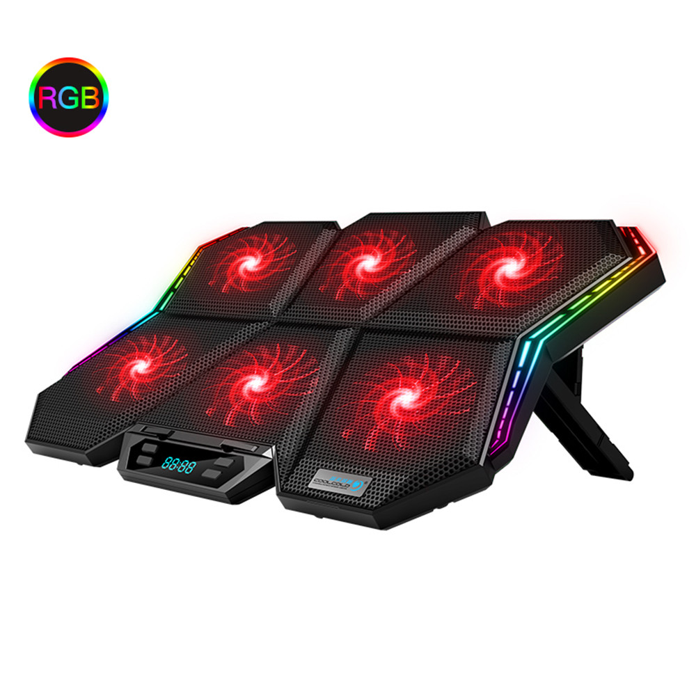COOLCOLD K40 RGB Cooler 6-fan Cooling Stand Mute Design with Adjustable Wind Speed Stand Height Colorful Light Effect
