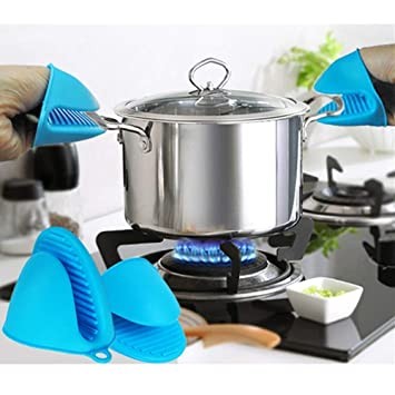 2pcspair Silicone Oven Mitts Heat Resistant For Kitchen Thicken Mini Rubber Oven Glove Insulation Non Stick Pot Holder Clip