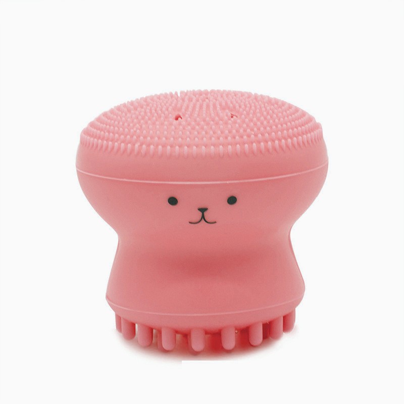 Facial Cleaning Brush Silicone Handheld Face Brush Massager Cute Small Octopus Shape Face Scrubber for Deep Exfoliating Massage Cleansing Soft Brush