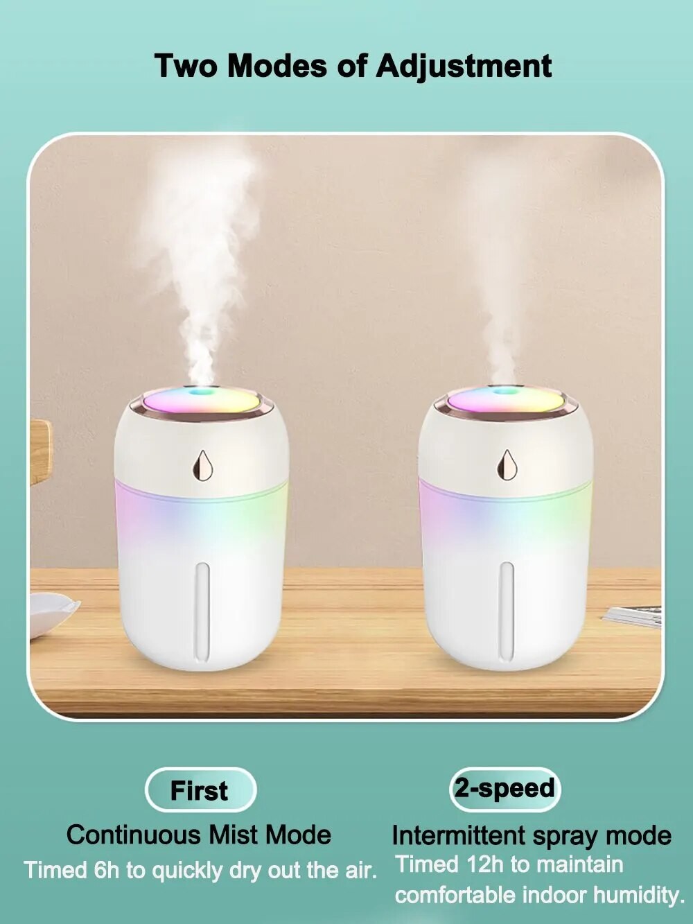 USB Humidifier Desktop Silent Running Horse Lamp USB Humidifier Water Drop Colorful Mini Mist Office Car Humidifier