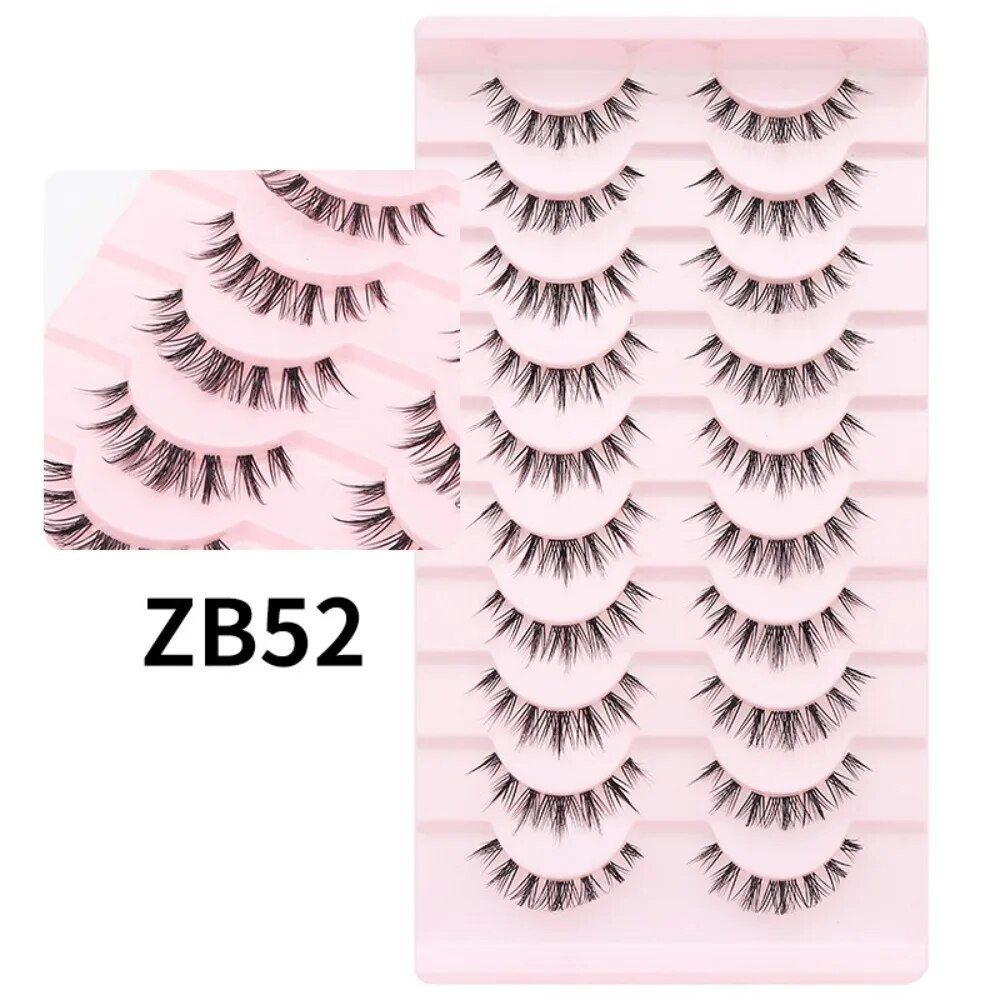 Eyelashes 3D Natural False Lashes Fluffy Soft Cross Manga Lashes Clear Stem Wispy Natural Eyelash Extension Makeup